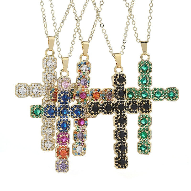 Cross Necklacer Sparkling Zircon Set Pendant Necklace