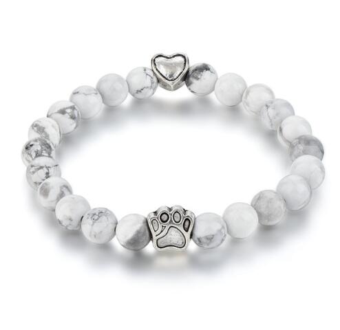 Natural Stone Mala Beads Bracelet with a Dog Paw