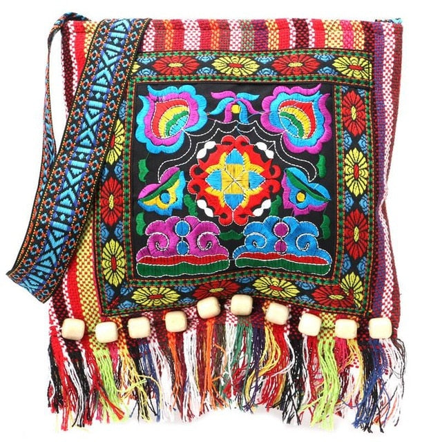 Embroided Hmong Vintage  Look Shoulder Bag