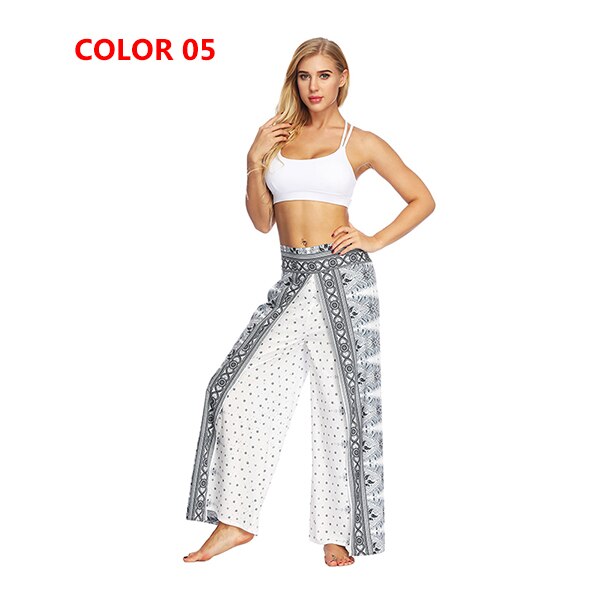 Yoga Pants With Mandala Print | Wide Split Leg Harem Pants