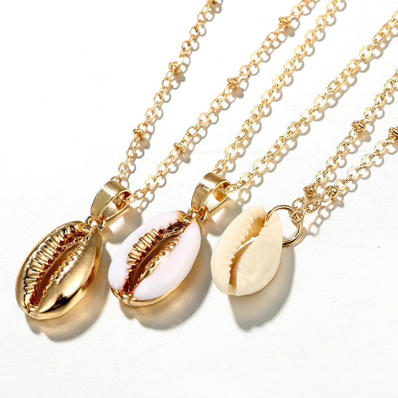Three Layers of Shells Pendants | Necklace | Natural Shell