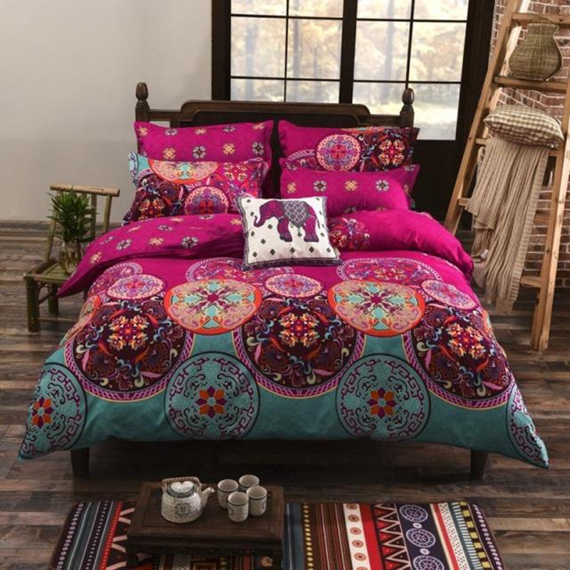 BOHO printed duvet cover set - pillowcases  queen  (4pcs)