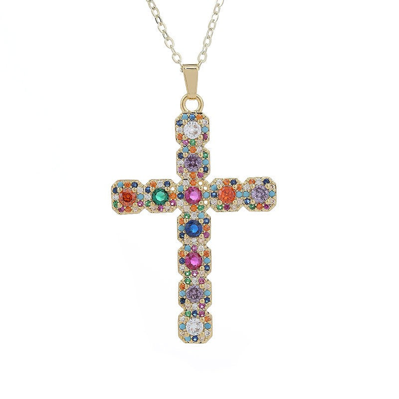 Cross Necklacer Sparkling Zircon Set Pendant Necklace