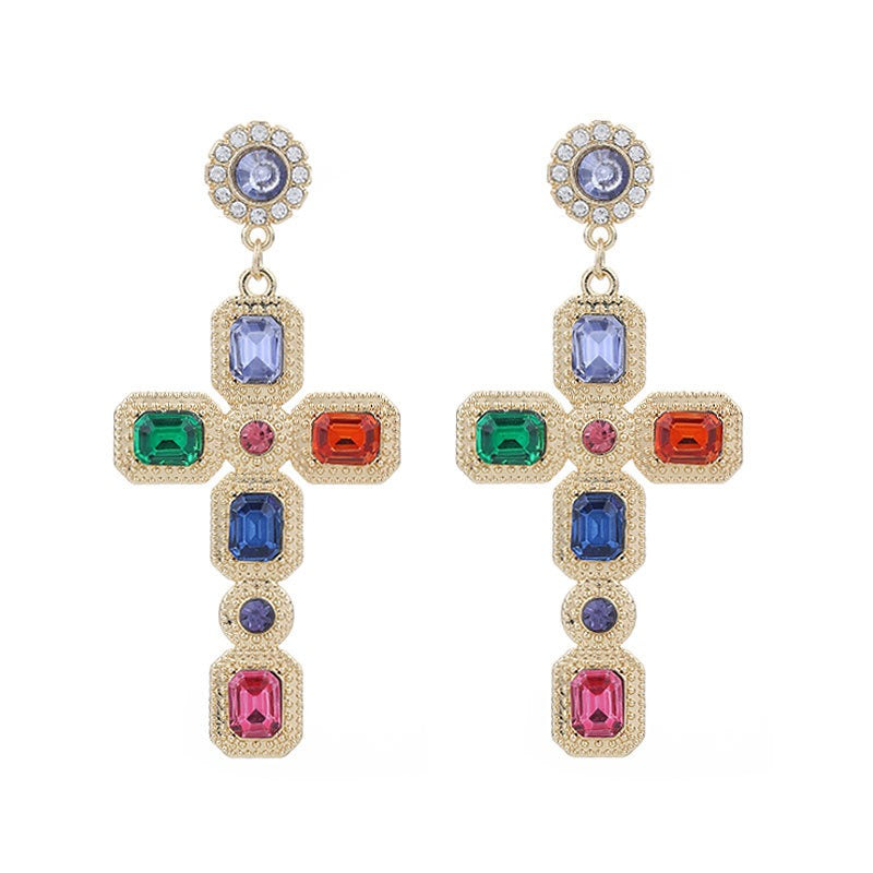 Women's Alloy Faux Diamond Cross Earrings