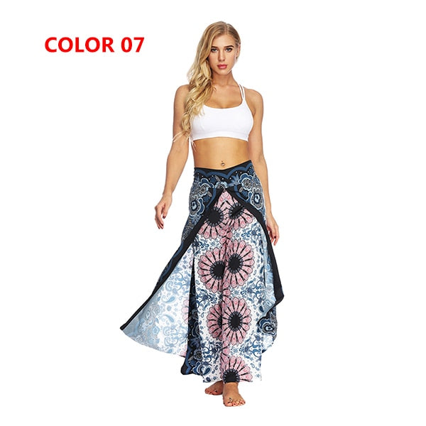 Yoga Pants With Mandala Print | Wide Split Leg Harem Pants