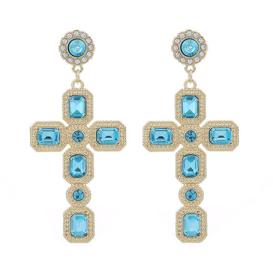 Women's Alloy Faux Diamond Cross Earrings