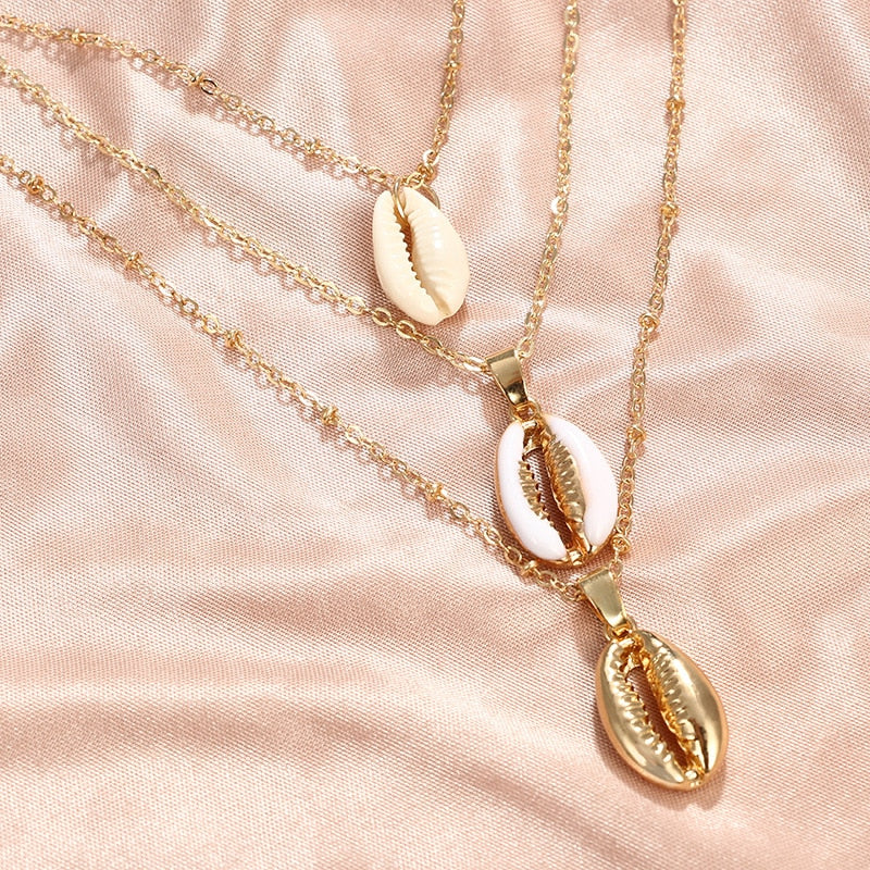 Three Layers of Shells Pendants | Necklace | Natural Shell