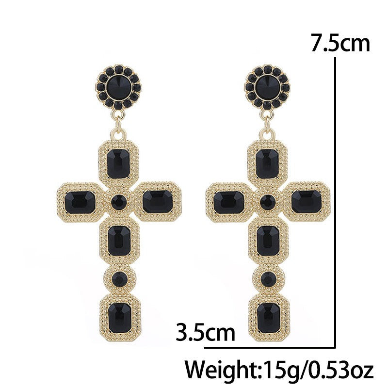 Women's Alloy Faux Diamond Cross Earrings