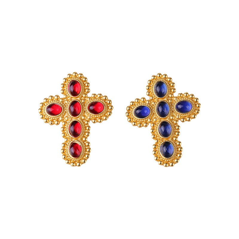 Women's Gemstone Cross Earrings