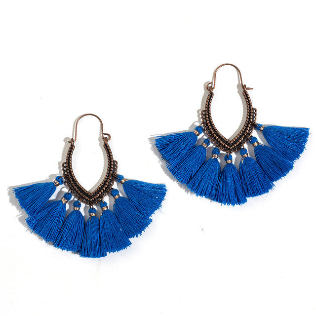 Eclectic Boho Bohemian Tassel  Dangle Earrings