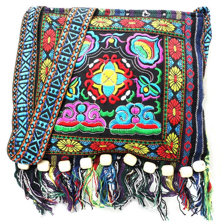 Embroided Hmong Vintage  Look Shoulder Bag