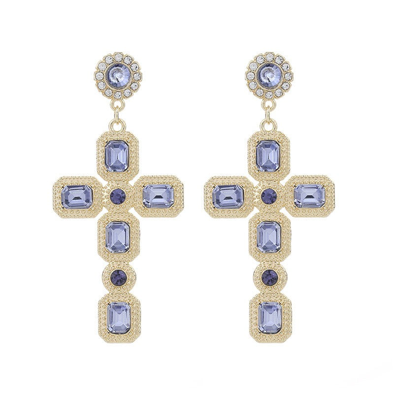 Women's Alloy Faux Diamond Cross Earrings