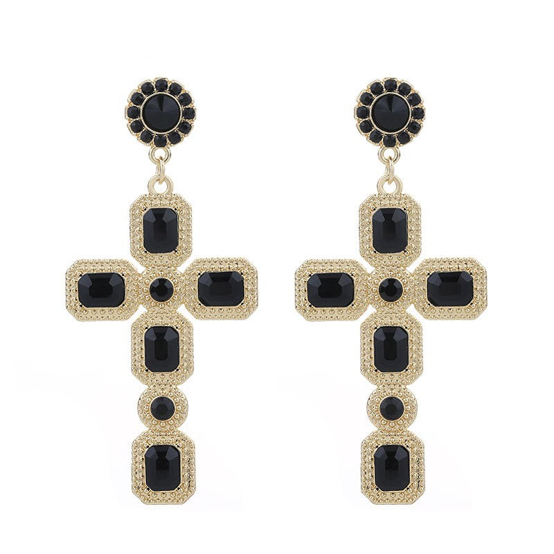 Women's Alloy Faux Diamond Cross Earrings