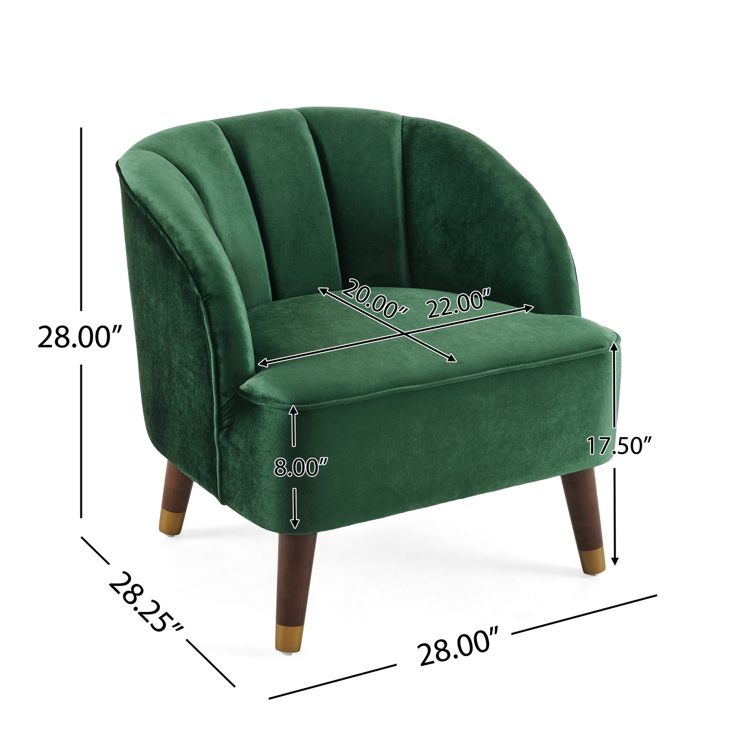 Emerald Green | Upholstered Barrel Accent Chair With Wooden Legs