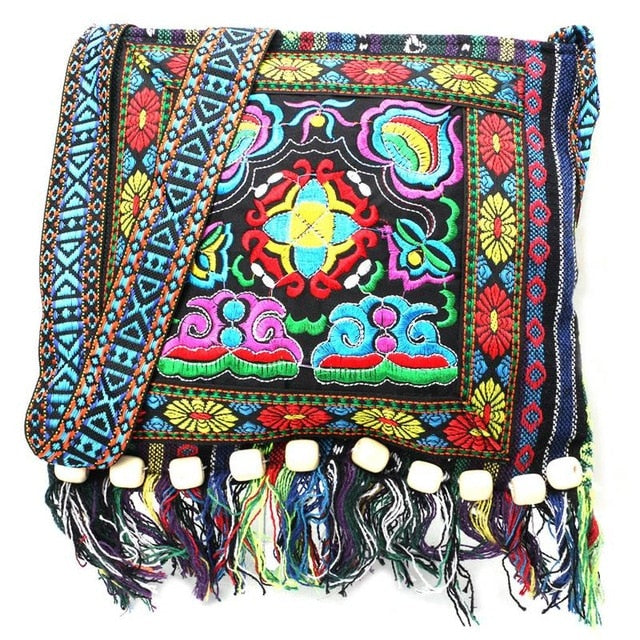 Embroided Hmong Vintage  Look Shoulder Bag