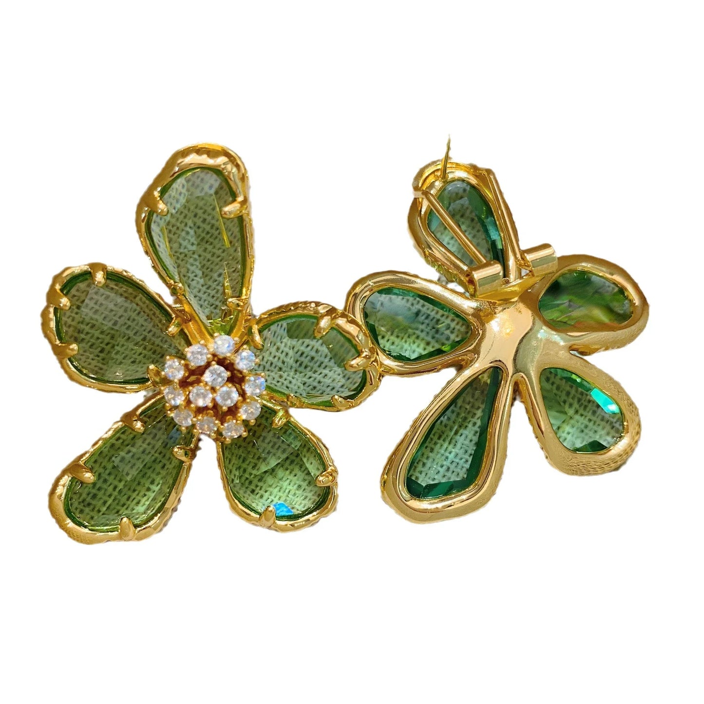 Boho Earrings Green Flower