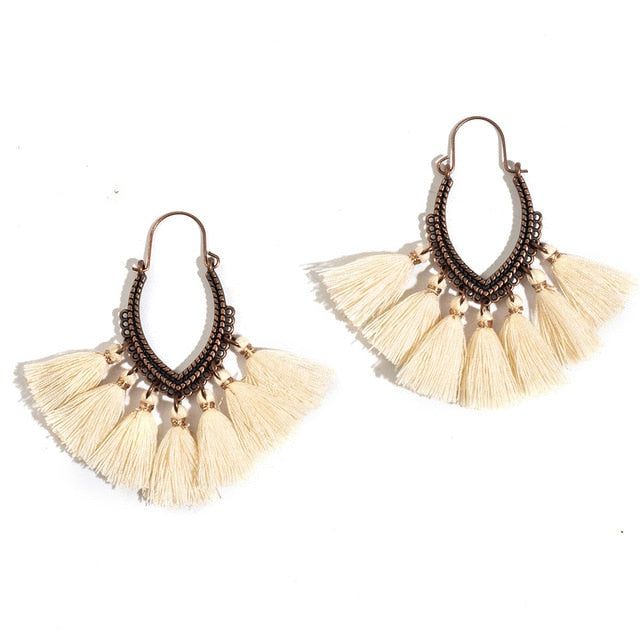 Eclectic Boho Bohemian Tassel  Dangle Earrings