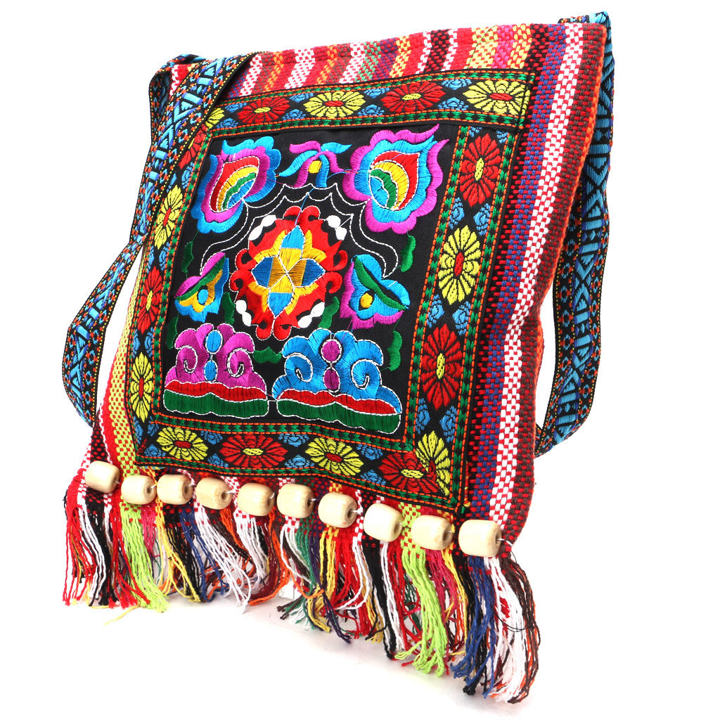 Embroided Hmong Vintage  Look Shoulder Bag