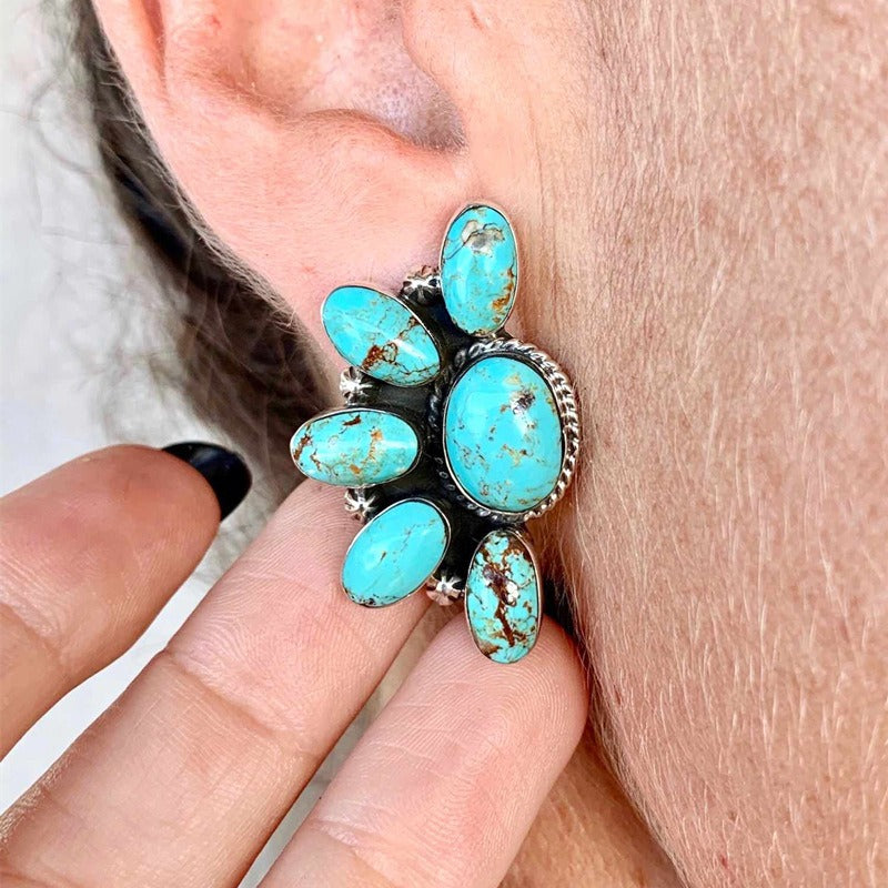 Bohemian BOHO Retro Style |  Geometric Flowers With Turquoise Earrings
