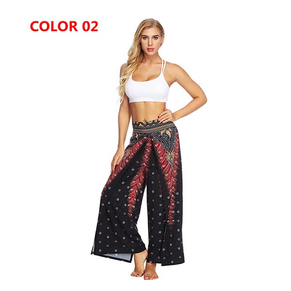 Yoga Pants With Mandala Print | Wide Split Leg Harem Pants